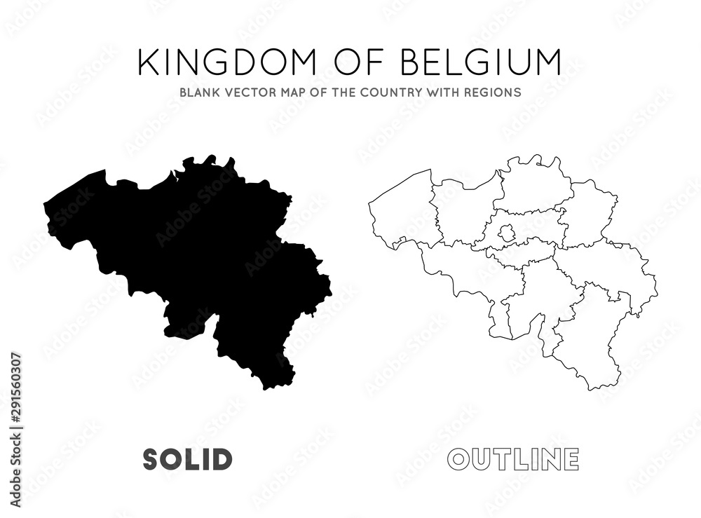 Belgium map. Blank vector map of the Country with regions. Borders of Belgium for your infographic. Vector illustration.
