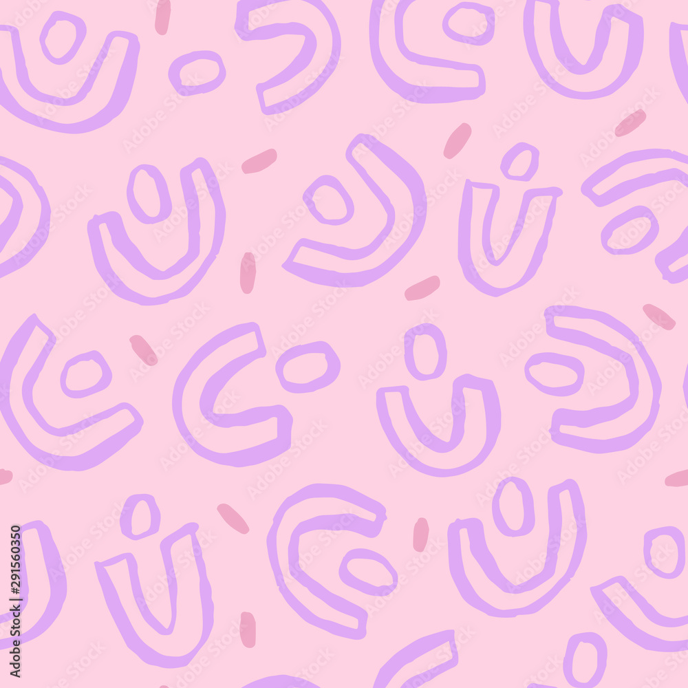 Beautiful abstract texture with cute rounded shapes. Vector seamless pattern with ink shapes, dots and brush strokes. Modern background. Beautiful abstract texture with cute rounded shapes. Vector seamless pattern with ink shapes, dots and brush strokes. Modern background.