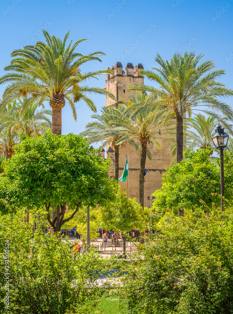 Fototapeta premium The beautiful Alcazar de los Reyes Cristianos (Alcazar of the Christian Monarchs) in Cordoba, Andalusia, Spain.