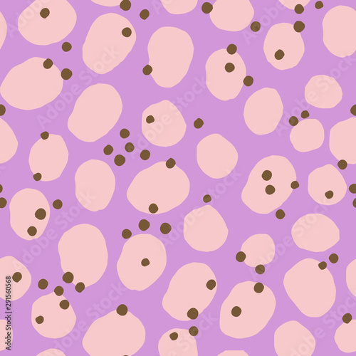 Abstract seamless pattern with circle brush strokes and ink dots. Vector texture with Ink Dots in different sizes. Dotted background.