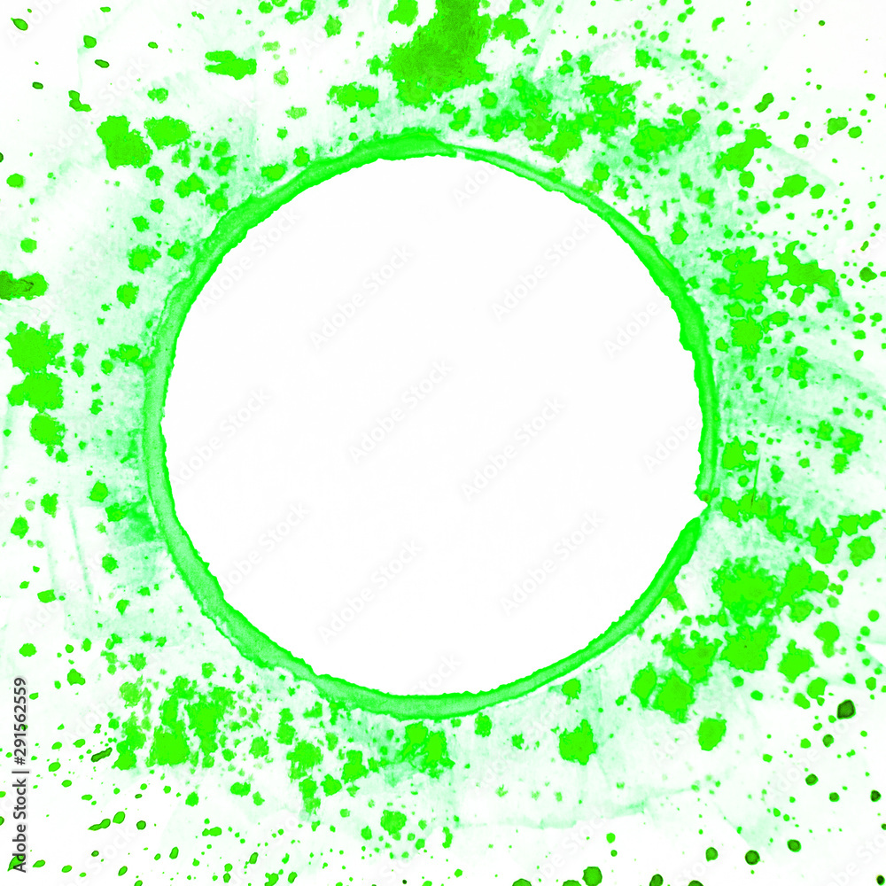 Round frame painted with watercolor paint with blots and splashes. Round frame painted with watercolor paint with blots and splashes.