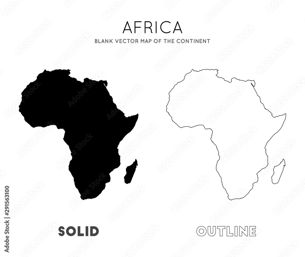 Africa map. Blank vector map of the Continent. Borders of Africa for your infographic. Vector illustration.
