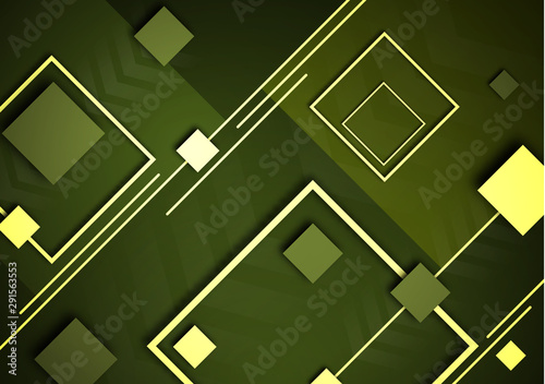 Tech squares, arrows and lines. Bright abstract background. Corporate design.