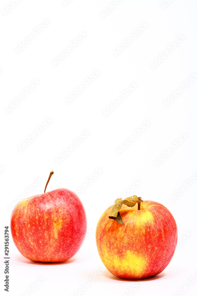 Three red eating apples isolated on a white background with space for copy Three red eating apples isolated on a white background with space for copy