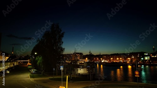 A timelapse of Ratina stream pool in the center of Tampere, Finland after sunset photo