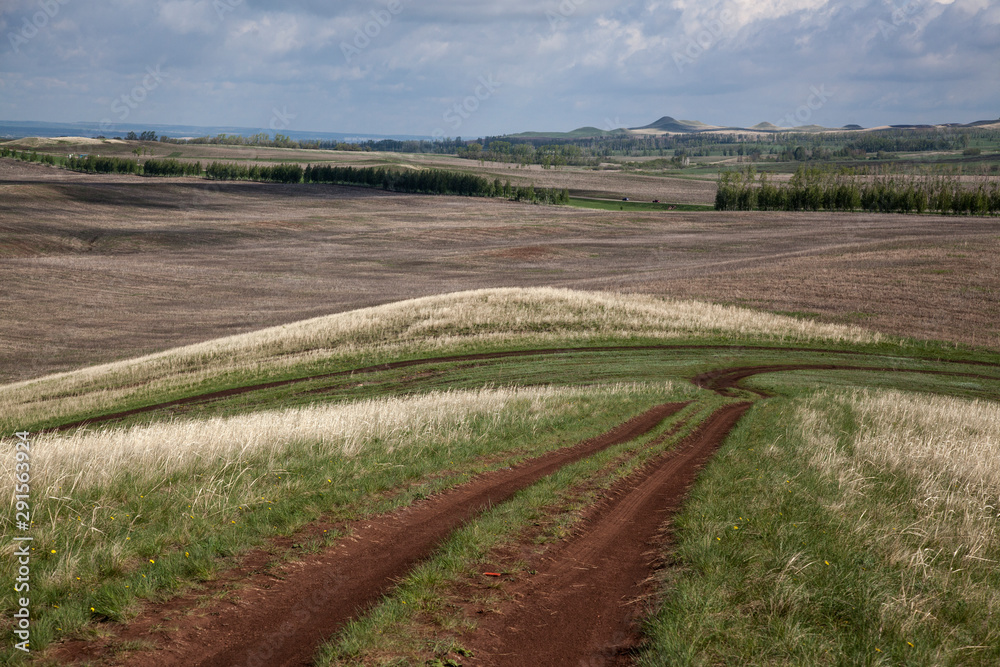 Country roads among the hills of Bashkortostan Country roads among the hills of Bashkortostan