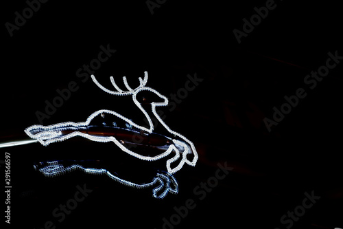 Reindeer from fairy lights on a black background as a Christmas decoration.