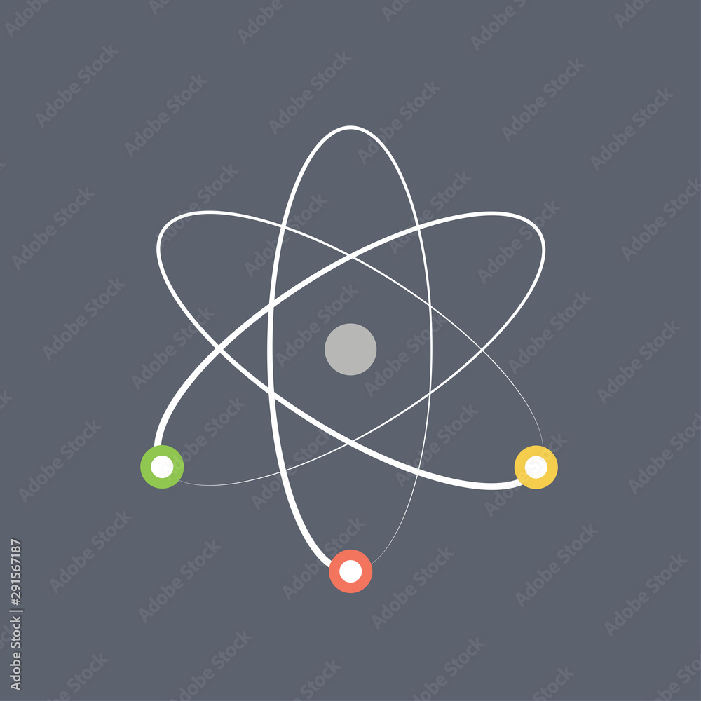 Structure of atom. Nucleus with protons, neutrons and electrons. Vector flat design Structure of atom. Nucleus with protons, neutrons and electrons. Vector flat design