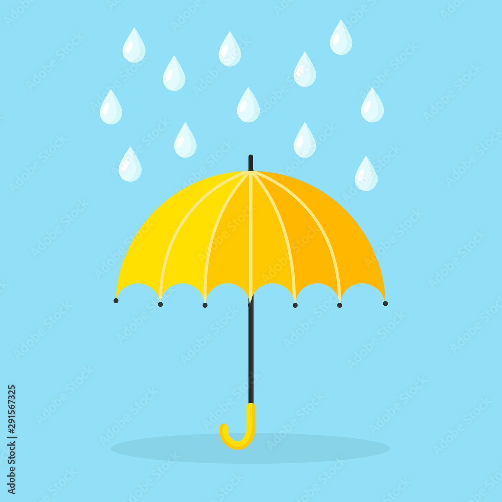 Cute umbrella for girl isolated on background. Vector flat design