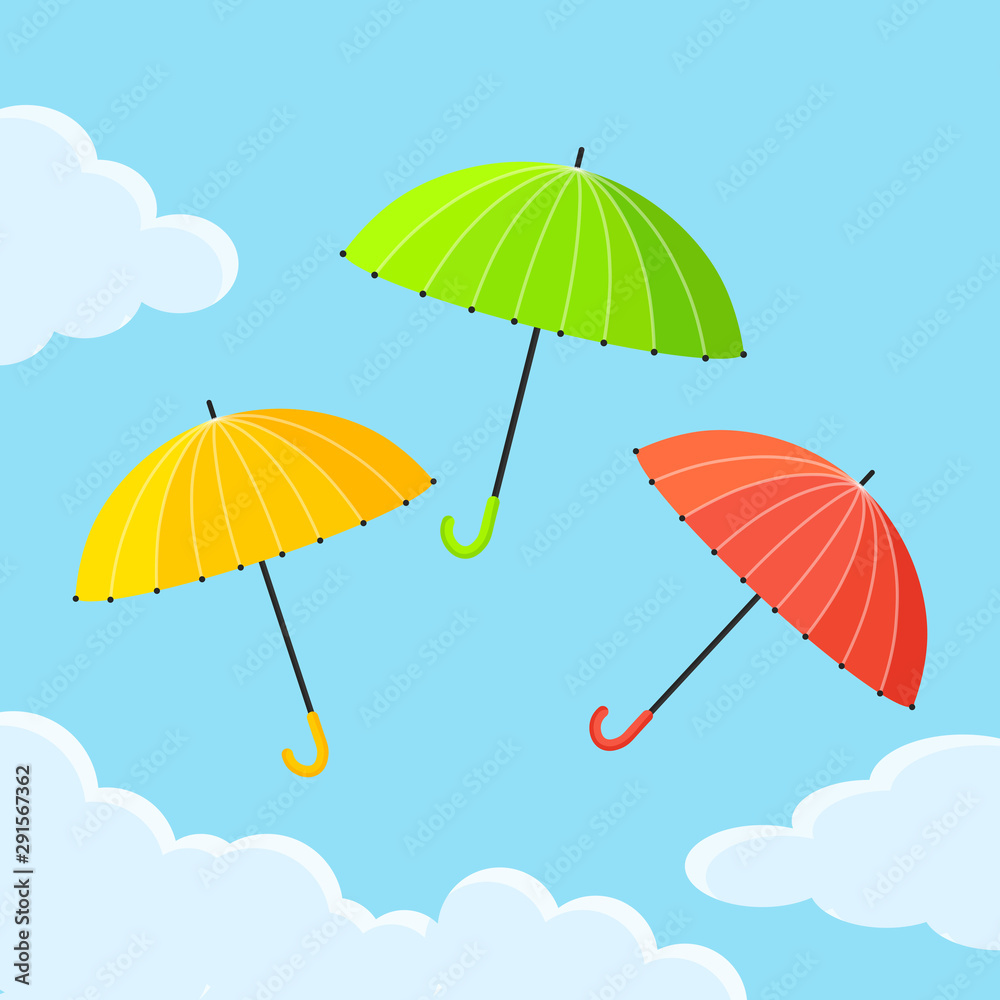 Cute umbrella for girl isolated on background. Vector flat design Cute umbrella for girl isolated on background. Vector flat design