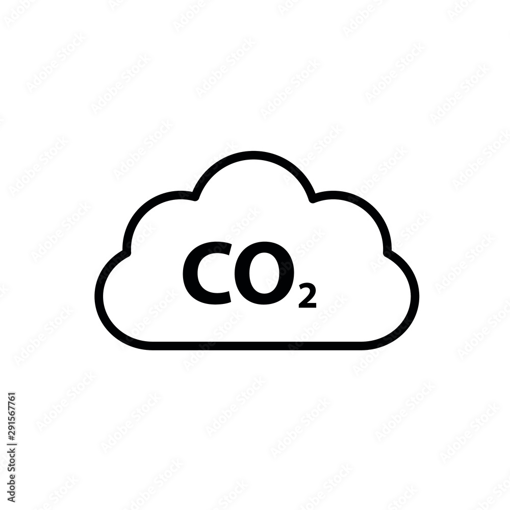 CO2 icon vector black. carbon dioxide emissions CO2 icon vector black. carbon dioxide emissions