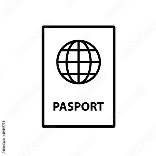 pasport icon black vector. travel icon