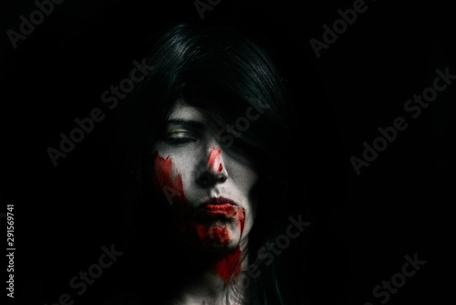 Halloween Vampire Beautiful Woman over black © Kalim