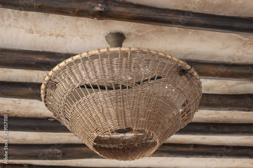 Close Up Of An Old Wicker Light
