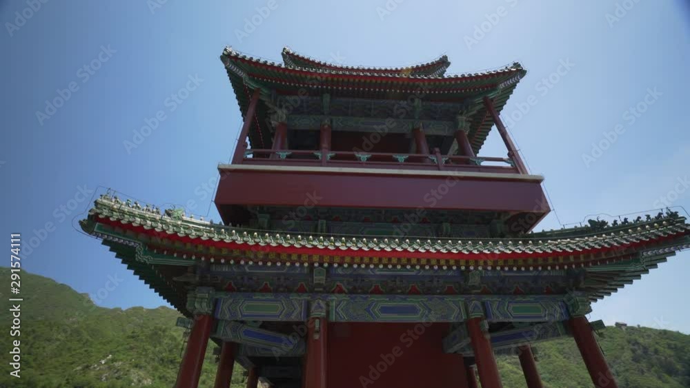 Low angle view of historic Juyong Pass against blue sky - Beijing, China