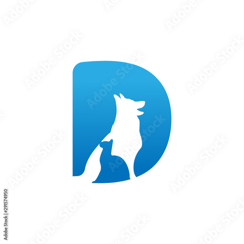 Letter D negative space pets logo vector