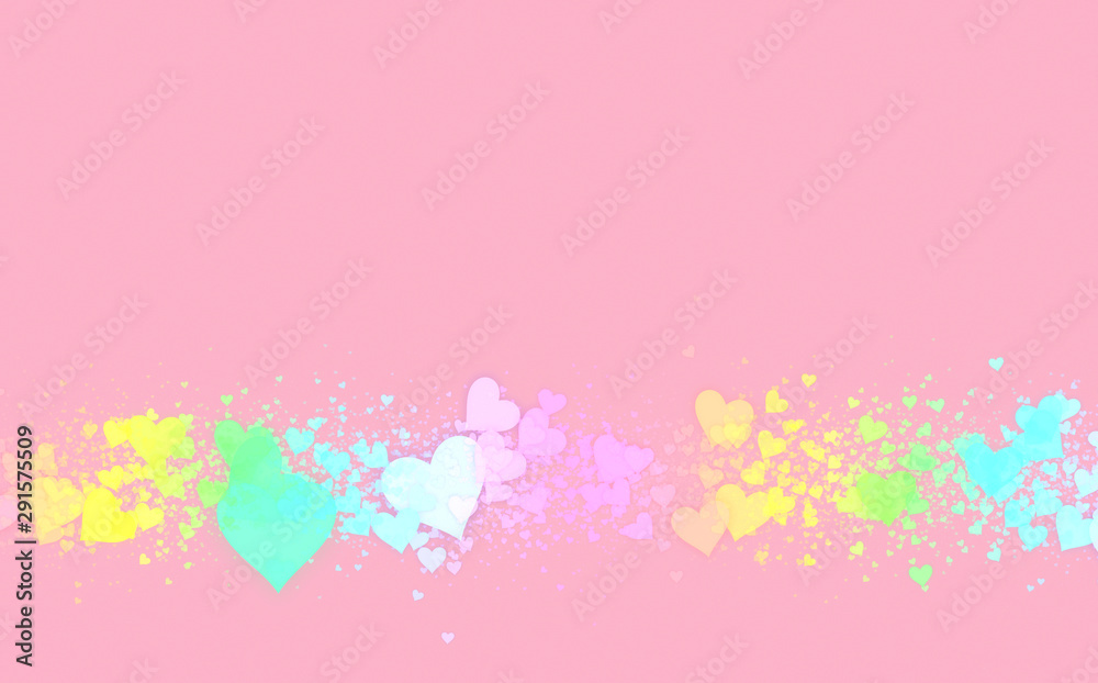 colored hearts on pink background