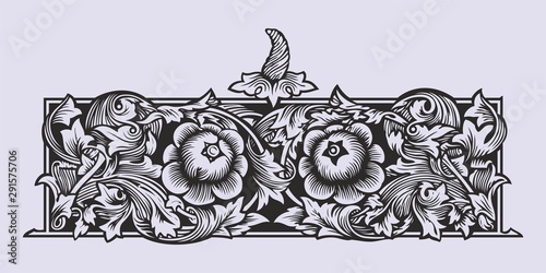 Old Russian pattern for book. Russian, Ukrainian, Belarussian pattern, traditional pattern with intricate knot ornament in flower style. Traditional illustration design with typography for printing.
