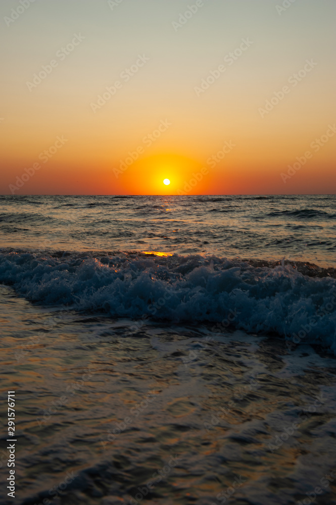 Sunset on the Black Sea coast in Ukraine