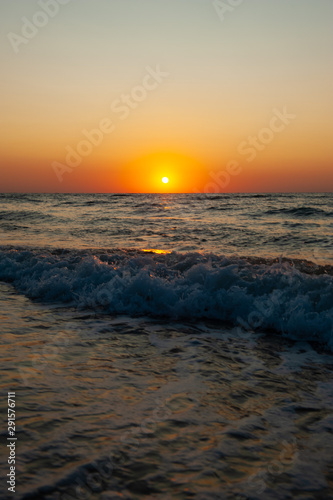 Sunset on the Black Sea coast in Ukraine