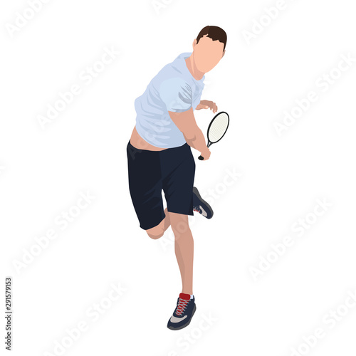 Tennis player with ball and racket, vector flat isolated illustration © svitlana