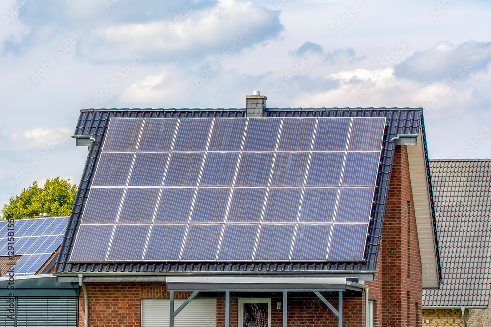 Fototapeta premium Solar panels against blue sky