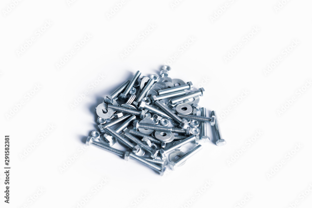 Bolts and screws on a white background Bolts and screws on a white background