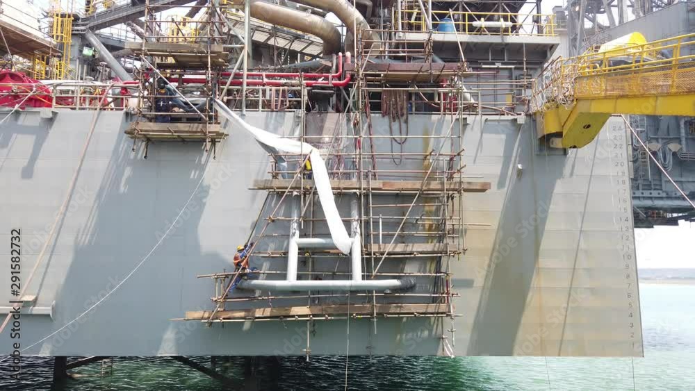 Jack up rig in the shipyard for repair Jack up rig in the shipyard for repair