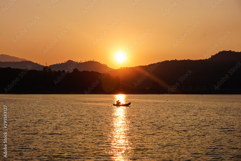 Sunset over the lake in Gia Lai province in Vietnam Sunset over the lake in Gia Lai province in Vietnam