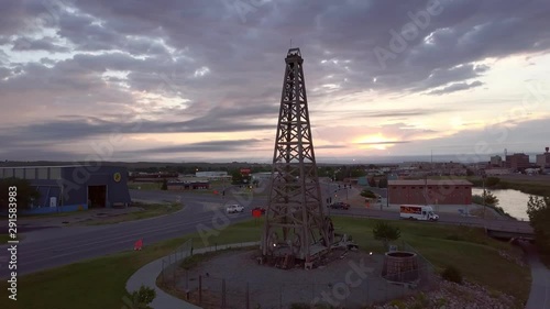 Drone footage of historic oil derrick in Casper Wyoming photo