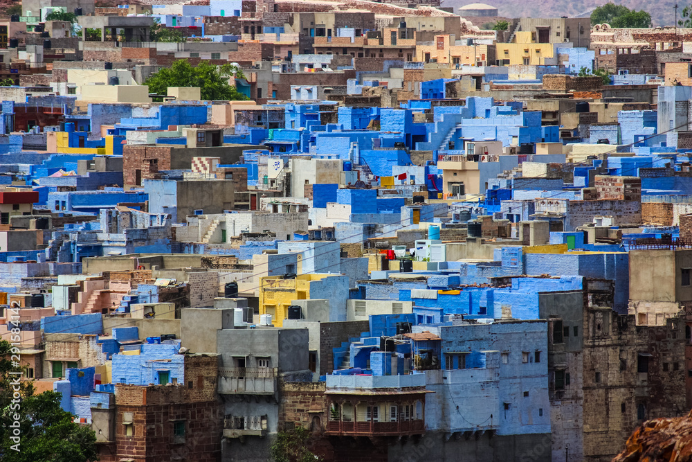 panorama on the blue city of Jodhpur, India