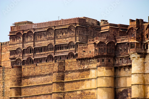 Detail of the Mehrangarh Fort in Jodhpur during daytime, India