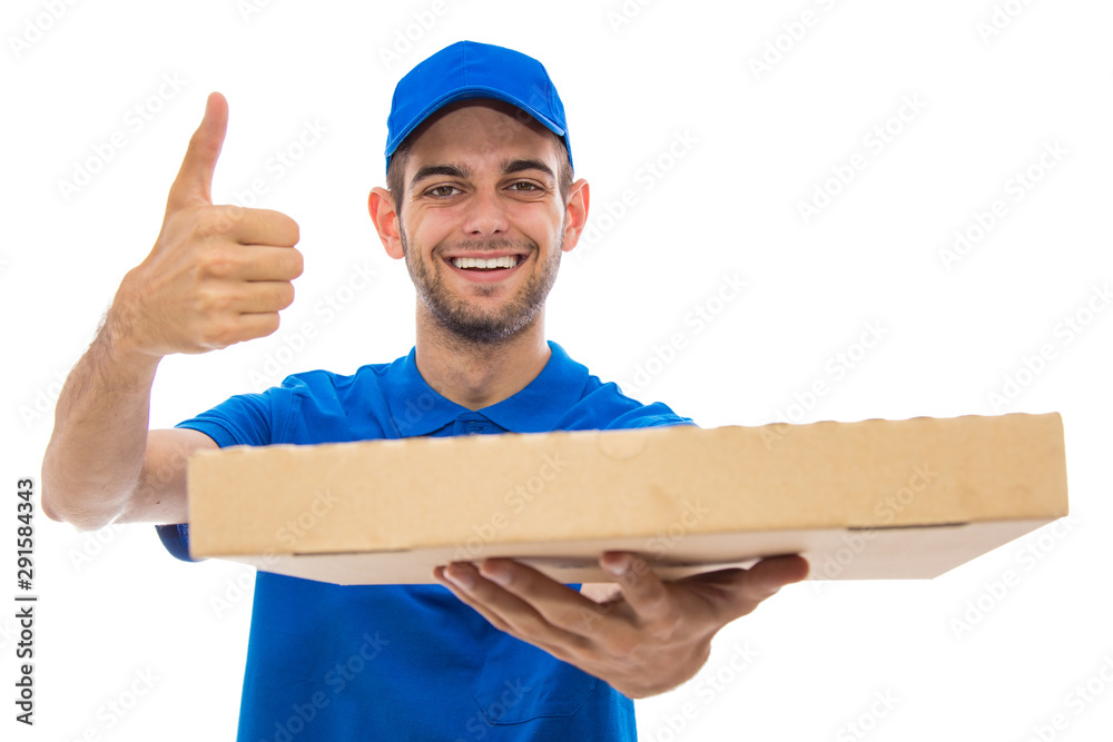 pizza delivery man isolated on white background pizza delivery man isolated on white background