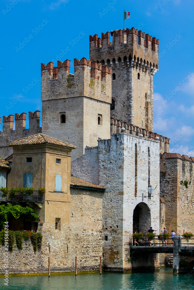 detail of the castle of Sirmione on Lake Garda in Italy