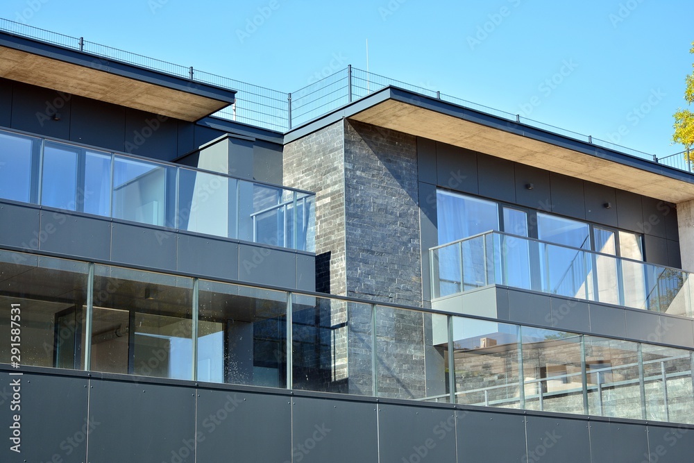 Abstract fragment of contemporary architecture. Residential modern building