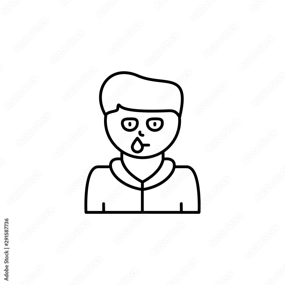 Allergic rhinitis, disease. Vector icon. On white background