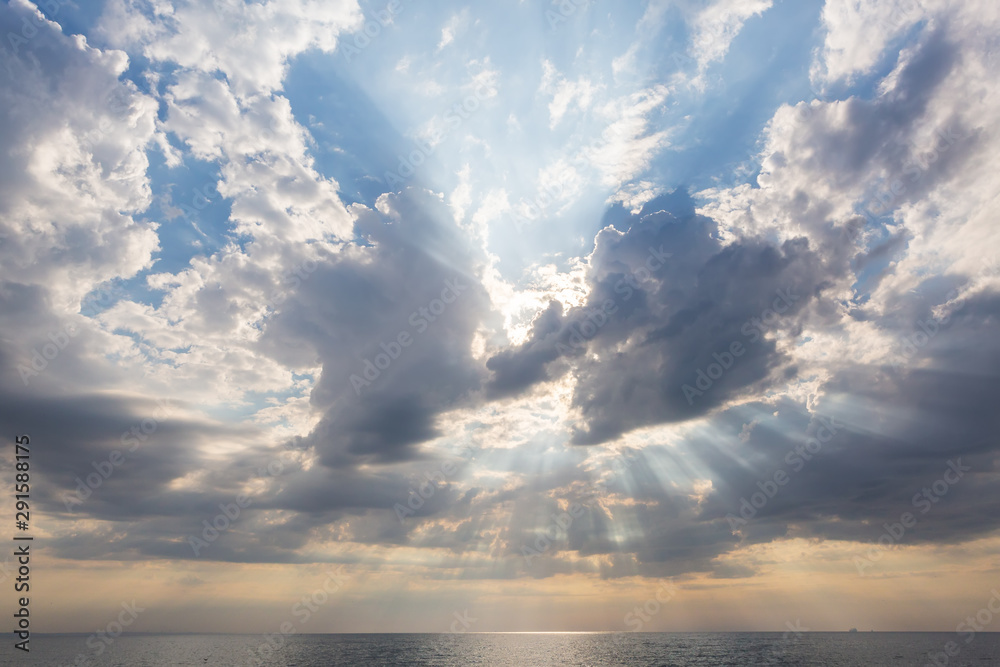 Dramatic morning sky with beautiful heaven like clouds background wallpaper  Stock Photo | Adobe Stock