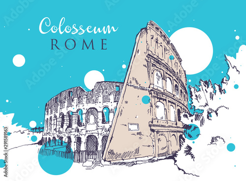 Drawing sketch illustration of the Colosseum