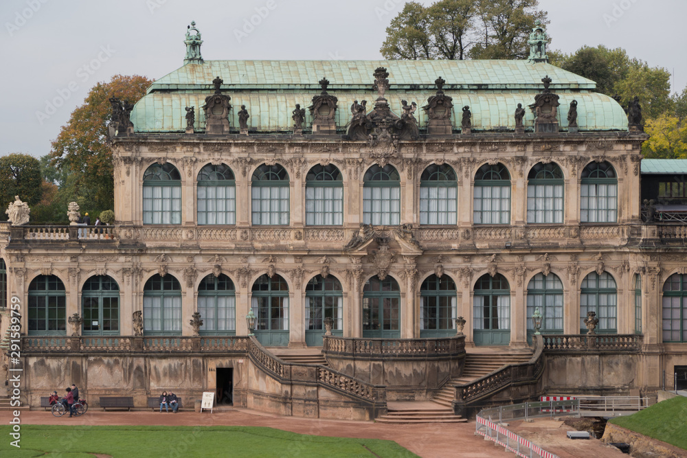 Zwinger, a palace in the German city of Dresden, built in Baroque style. The Mathematisch-Physikalischer Salon. Architecture sightseeing in Germany