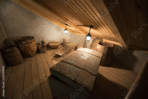 Ancient things in the attic in an old house