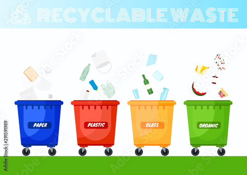 Recycle bins. Colorful recycle plastic bins. 
