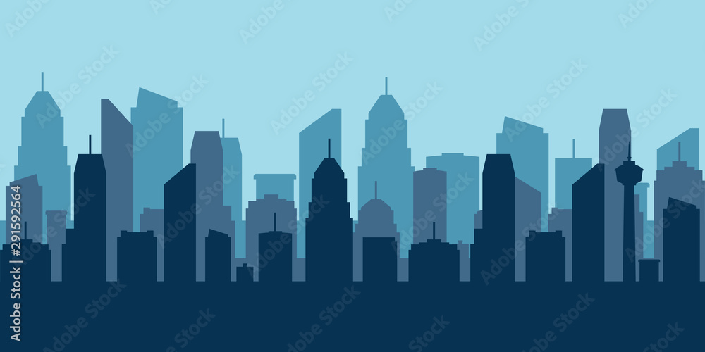 City skyline vector illustration. vector cities silhouette. Urban city tower skyline illustration.
