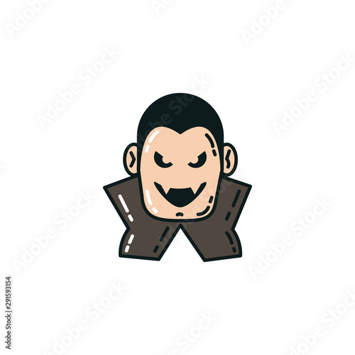 halloween dracula face flat character