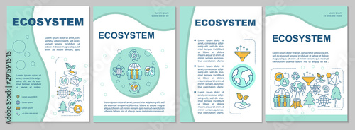 Ecosystem brochure template. Flyer, booklet, leaflet print, cover design with linear illustrations. Environmental conservation. Vector page layouts for magazines, annual reports, advertising posters