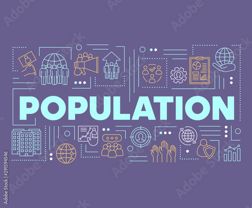 Population word concepts banner. Presentation, website. Planet overpopulation, demographic problem. Isolated lettering typography idea with linear icons. Vector outline illustration