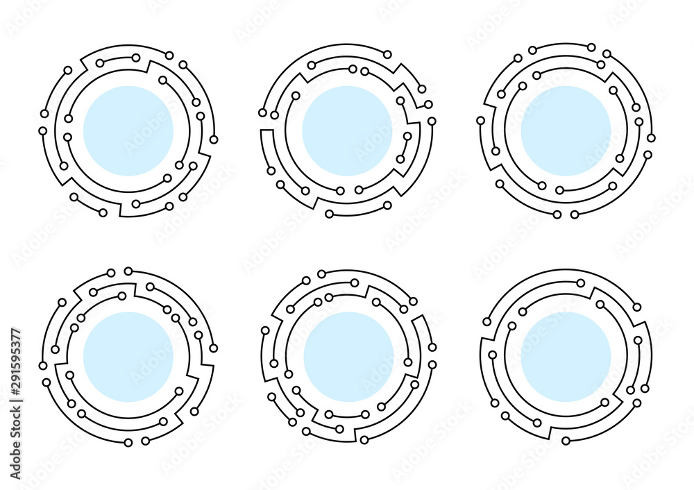 Set of technology round frame Set of technology round frame