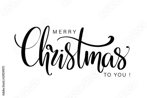 Merry Christmas to you hand lettering isolated on white. Vector image.
