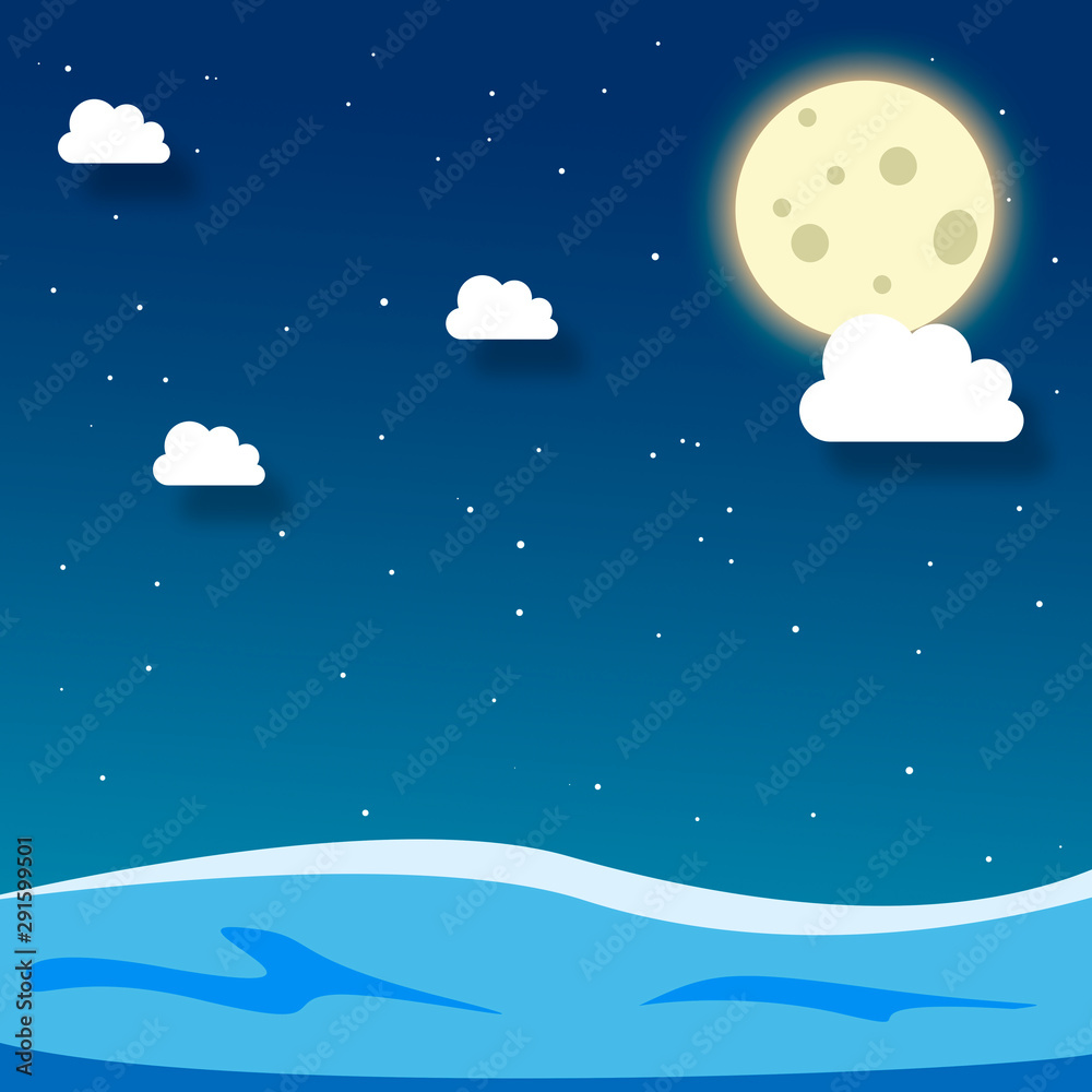 Sea moon clouds landscape Sea moon clouds landscape