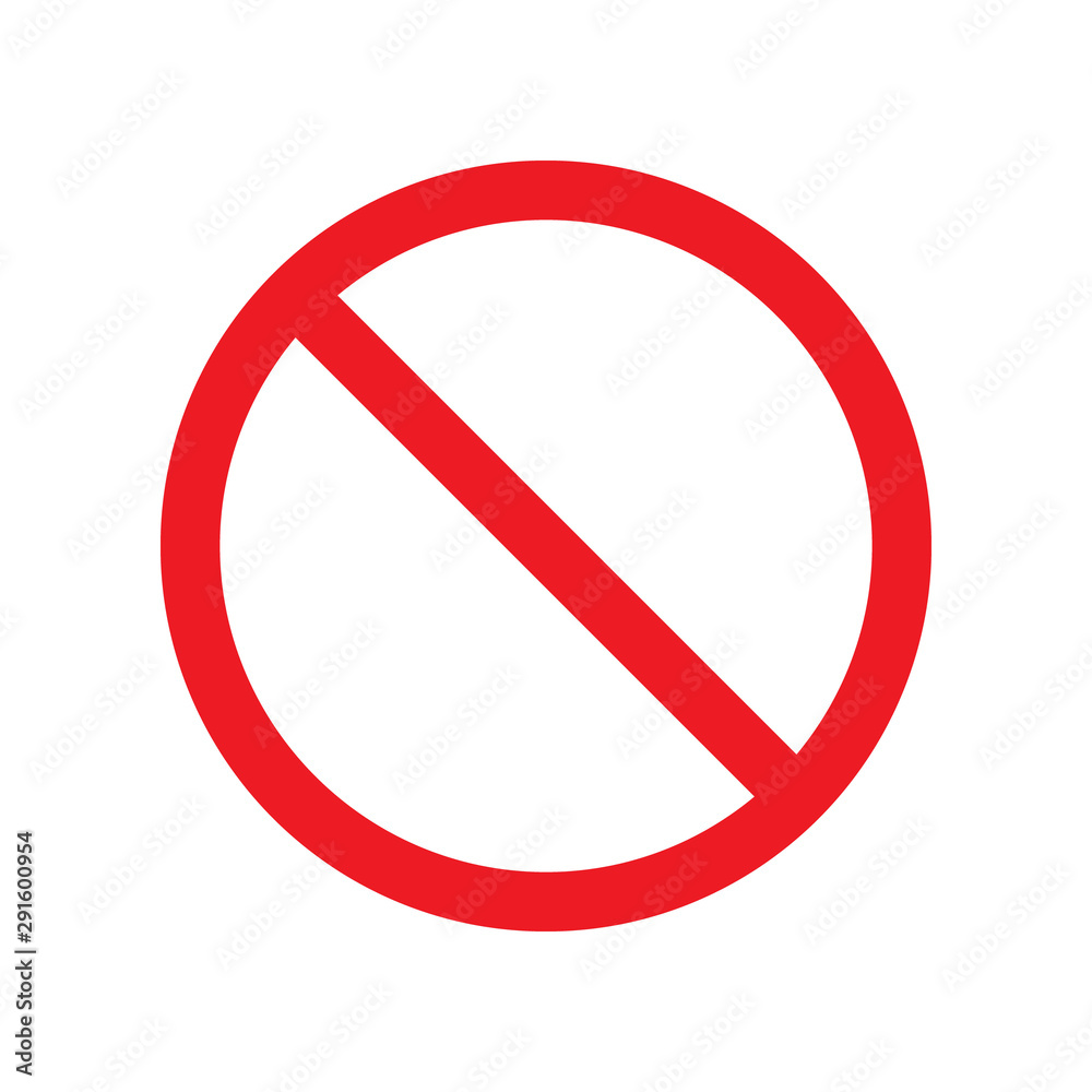Vector flat red crossed circle prohibited sign template isolated on white background Vector flat red crossed circle prohibited sign template isolated on white background