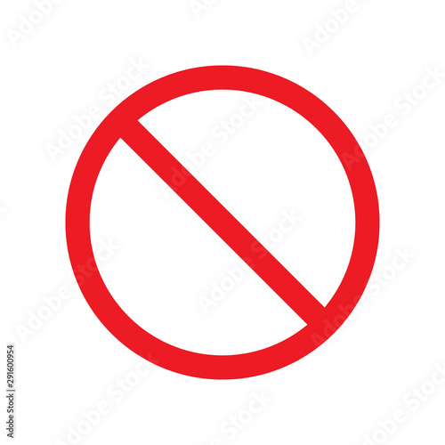 Vector flat red crossed circle prohibited sign template isolated on white background
